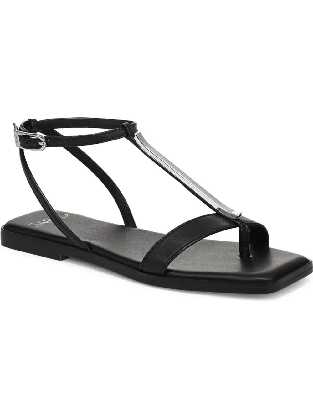 SARTO by Franco Sarto Black T-Strap Flat Sandals NWOT/NWOB